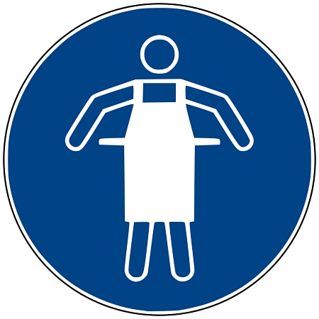 Podlahová značka – Použij ochrannou zástěru!, 50 cm, PVC